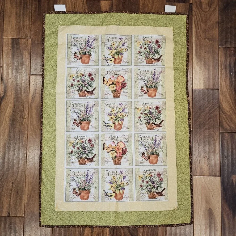 Susan Winget Garden Blessing Block Quilted Tapestry Floral‎ Birds Wall Decor